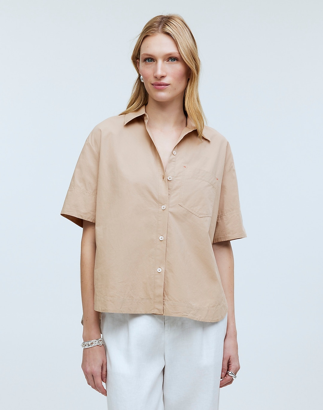 Oversized Boxy Button-Up Shirt in Signature Poplin | Madewell