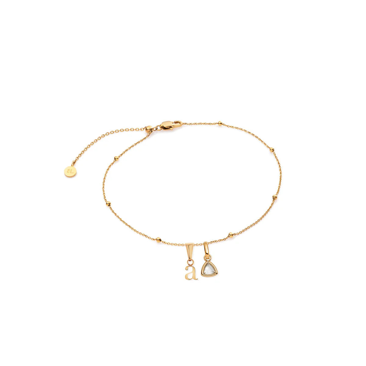Initial & Birthstone Sphere Chain Anklet (Gold) | Abbott Lyon
