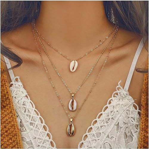 Bohemian Sea Shell Pendant Chokers Necklaces Multi Layer Conch Necklace Collar for Women Beach Je... | Amazon (US)