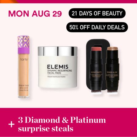 21 days of beauty sale going on now! 

50% off daily deals, some items are for platinum and diamond members only

#tarte #elemis #benefit #mascara #concealer #beauty #makeup #skincare #ulta

#LTKSeasonal #LTKsalealert #LTKbeauty