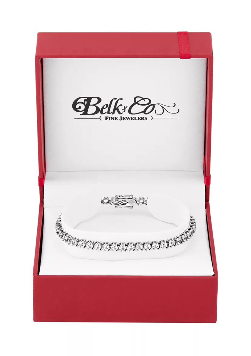 7.52 ct. t.w. Lab Grown White Sapphire Tennis Bracelet in Sterling Silver | Belk