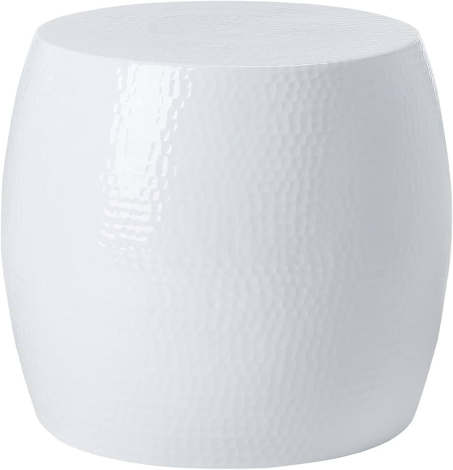 Safavieh Home Collection Vanadium White Round Hammered Stool Accent Table FOX5504B | Amazon (US)