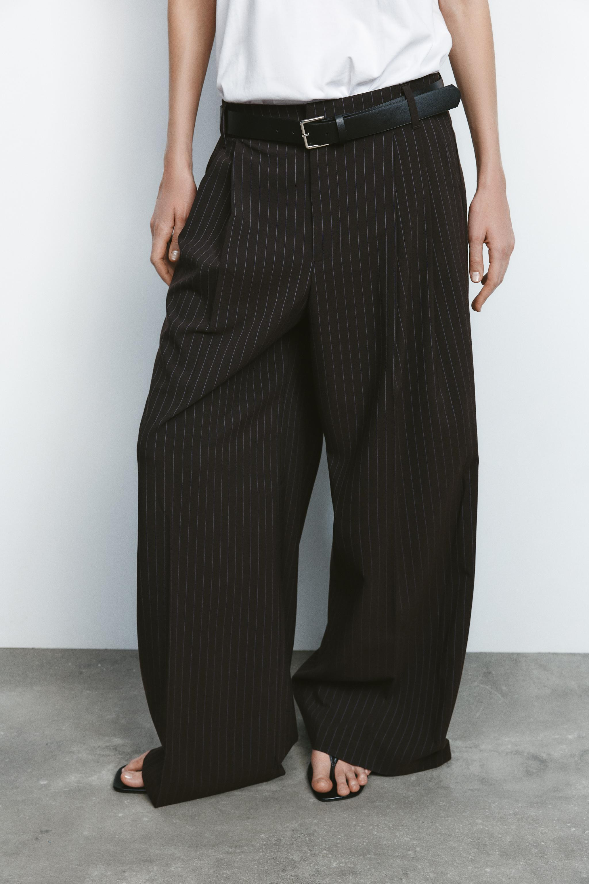 DOUBLE PLEAT BELTED PANTS | Zara US