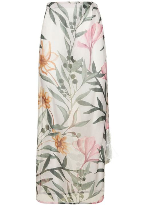 Jasmin fringed trim printed midi skirt | Luisaviaroma