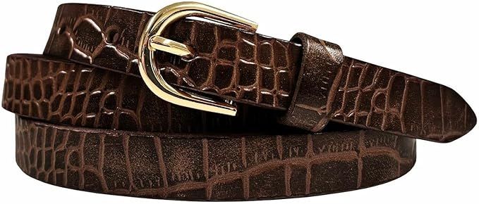 Women's Dress Skinny Belts Fashion Waist Belt Genuine Leather Belt 3/4"(19mm) wide | Amazon (US)