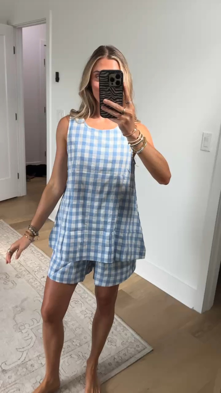 Amazon size small Gozoloma Women's Oversized Gingham 2 Piece Set Crewneck Sleeveless A-Line Top and Relaxed Shorts with Pockets Casual Summer

#LTKootd #LTKSaleAlert #LTKSeasonal