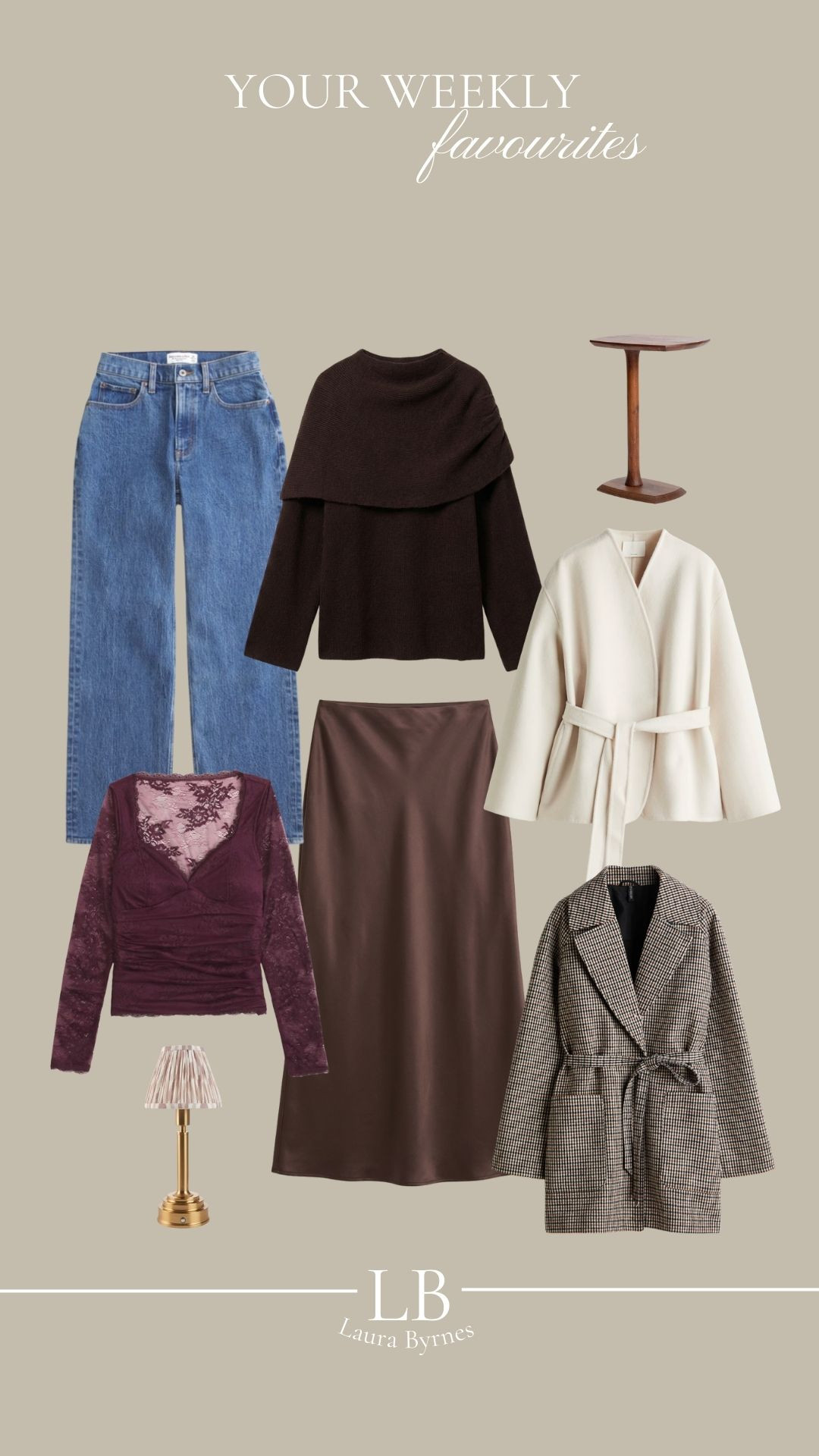 Your Weekly Favourites 

Winter Style, Winter Outfit, Winter Outfit Inspiration, January Style, Knitwear, Satin Skirt, Jeans, Lace Top, Tie Jacket, Home Essentials. Lamp, Wood Side Table  

 #LTKuk #LTKwinter #LTKeurope