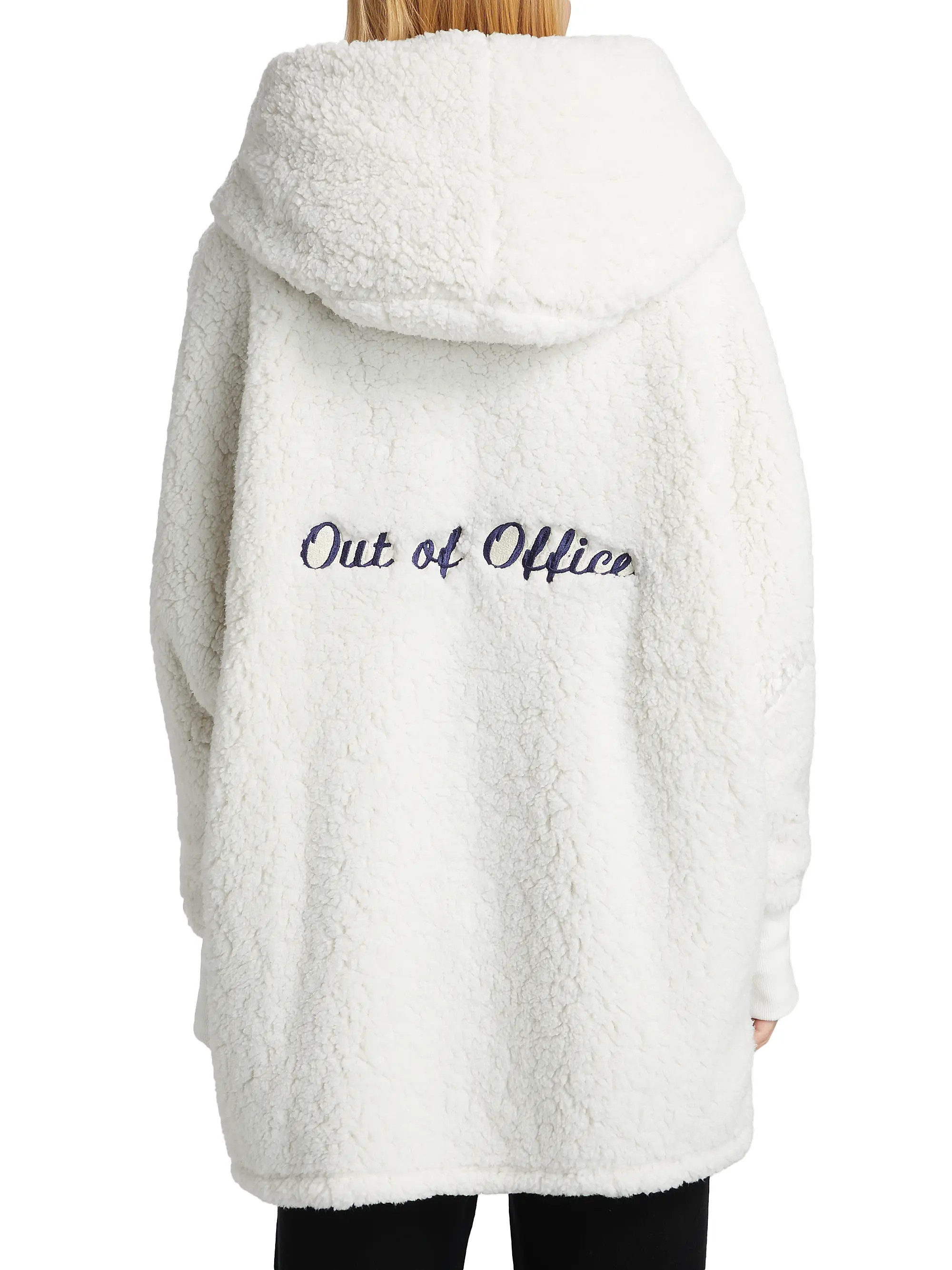 Embroidered 'Out Of Office' Sherpa Hooded Jacket | Saks Fifth Avenue