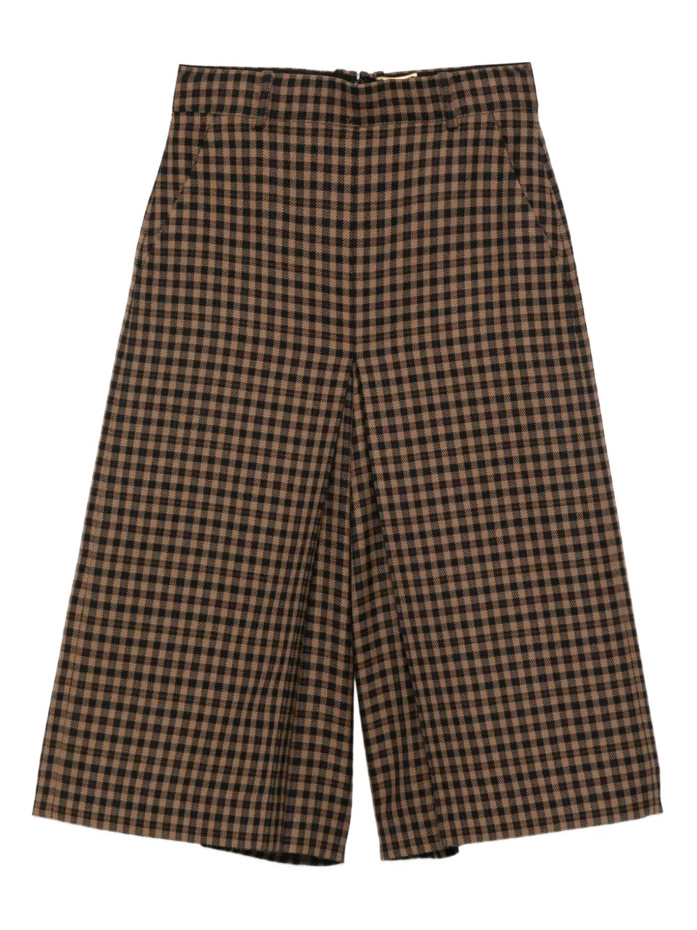 Saint Laurent gingham-check straight-leg Culottes  | Brown | FARFETCH | Farfetch Global