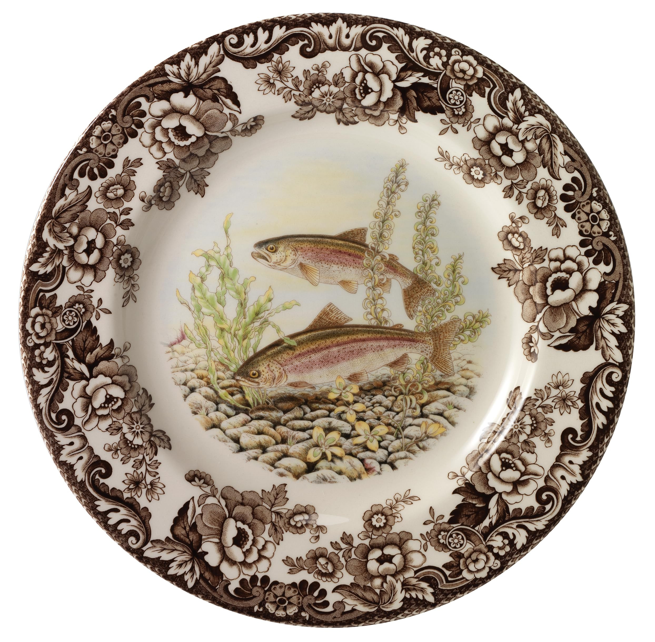 Spode Woodland Trout Dinner Plate - Nature-Inspired Fish Design with British Flowers Border, 10.5... | Amazon (US)