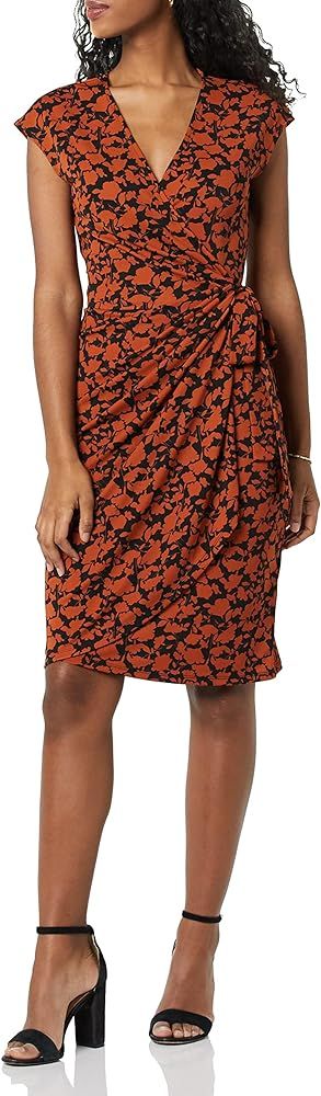 Amazon Essentials Women's Classic Cap Sleeve Wrap Dress (Available in Plus Size) | Amazon (US)