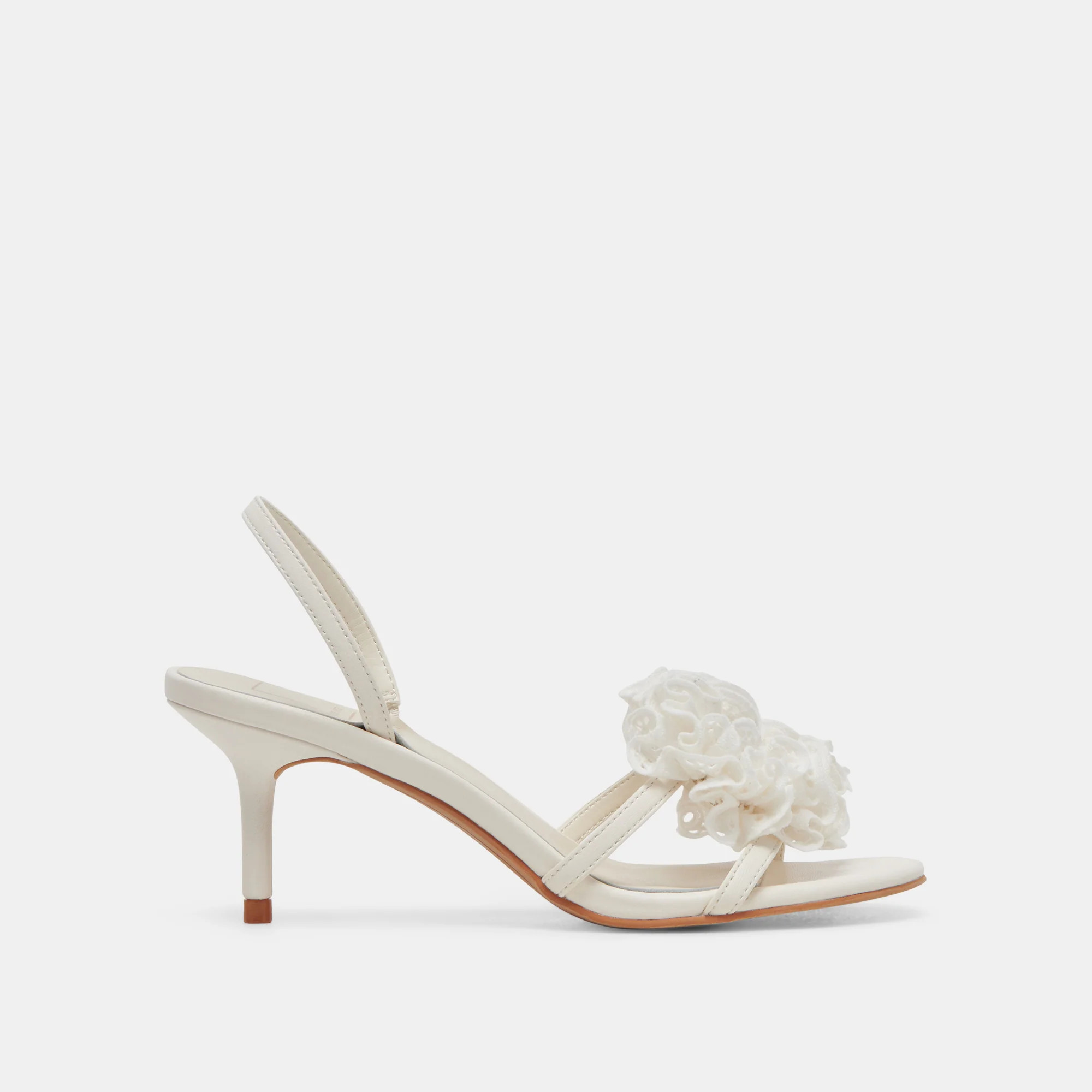 CECILA HEELS WHITE FLORAL EYELET | DolceVita.com
