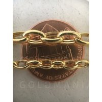 14K Yellow Gold Oval Rolo Chain Necklace, 18"" Inch, 3.2mm 4.6mm Thick, Real Chain, Thick Link Women | Etsy (US)