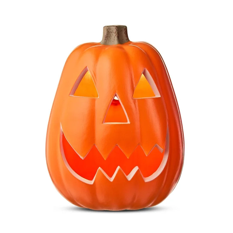9"L x 9"W x 11"H Orange Polypropylene Light-Up Jack-o’-Lantern Halloween Decoration Way to Cele... | Walmart (US)