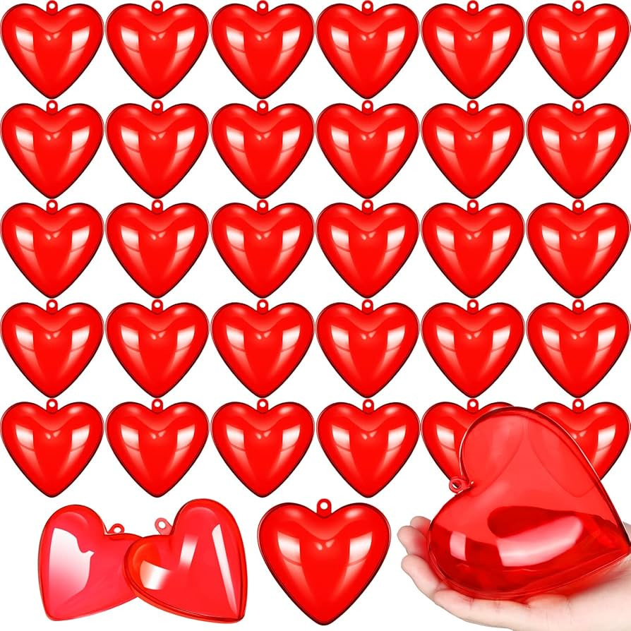 Macarrie Valentine Hearts Filled Candy Box Case Large Heart Shaped Plastic Container Holder 3.94 ... | Amazon (US)