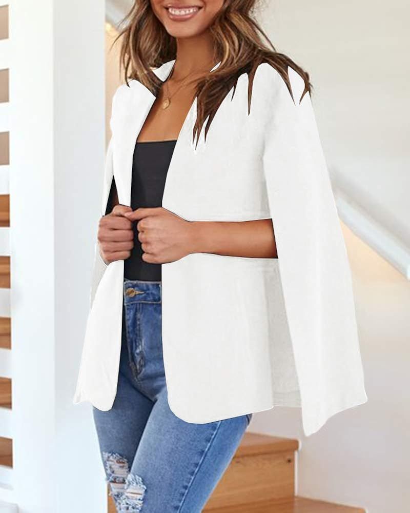 Valphsio Womens Cape Blazer Split Sleeve Open Front Lightweight Office Jacket Workwear | Amazon (US)
