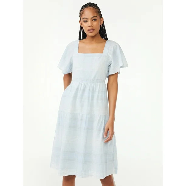 Free Assembly Women's Tiered Midi Dress - Walmart.com | Walmart (US)