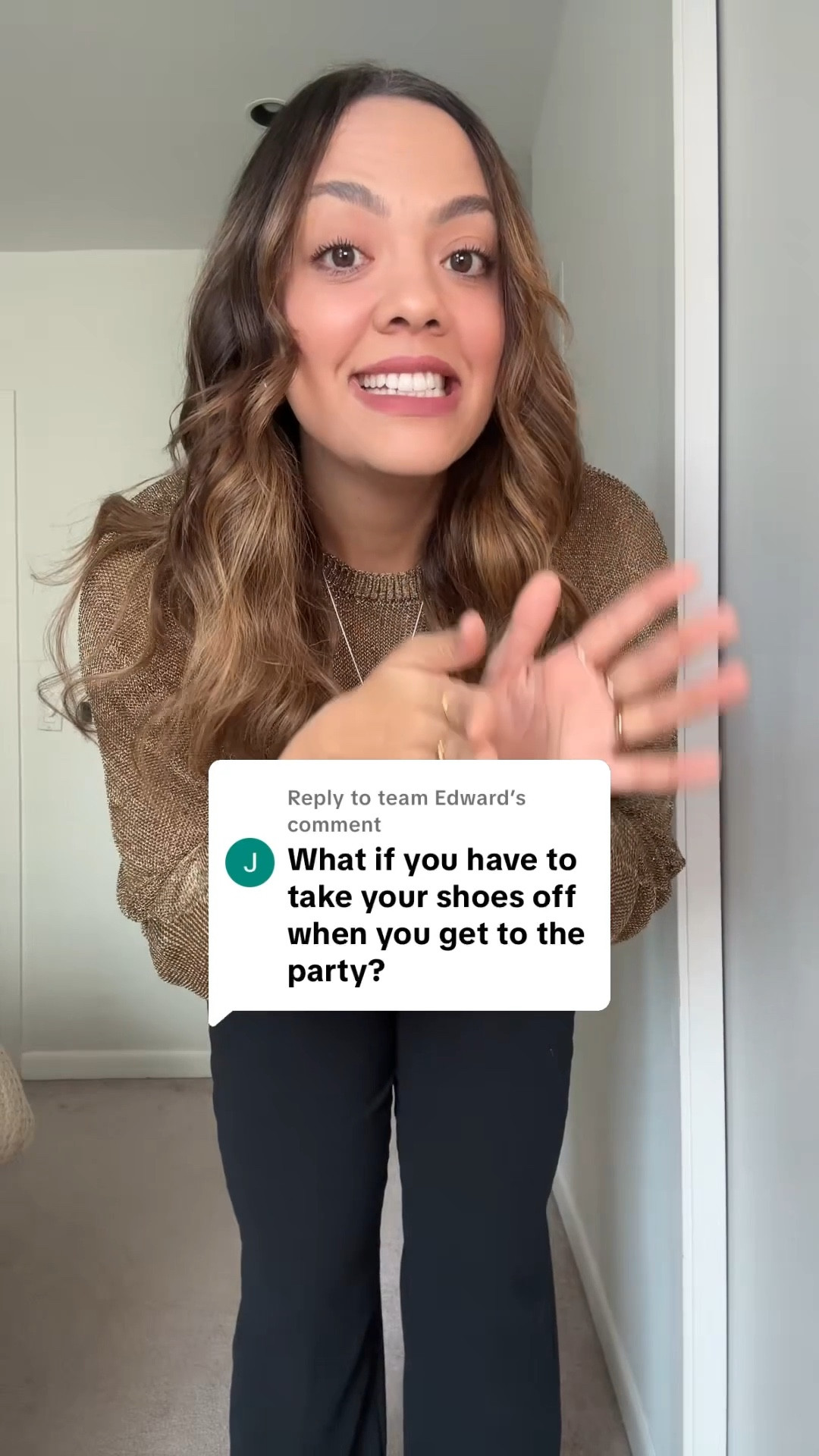 Wear a cute sock if you have to take off your shoes at a holiday party!

Outfit 1:
-Zara gold dolman knit top, I have a medium. 
-Aritzia black tailored trousers, I have a size 10. 

Outfit 2:
-Zara grey sequin midi skirt, I have a medium. 
-Reformation black cropped turtleneck sweater, I have a large. 
-Poppy Barley black leather pointed knee-high boots. 



#LTKcanada #LTKwinter #LTKstyletip