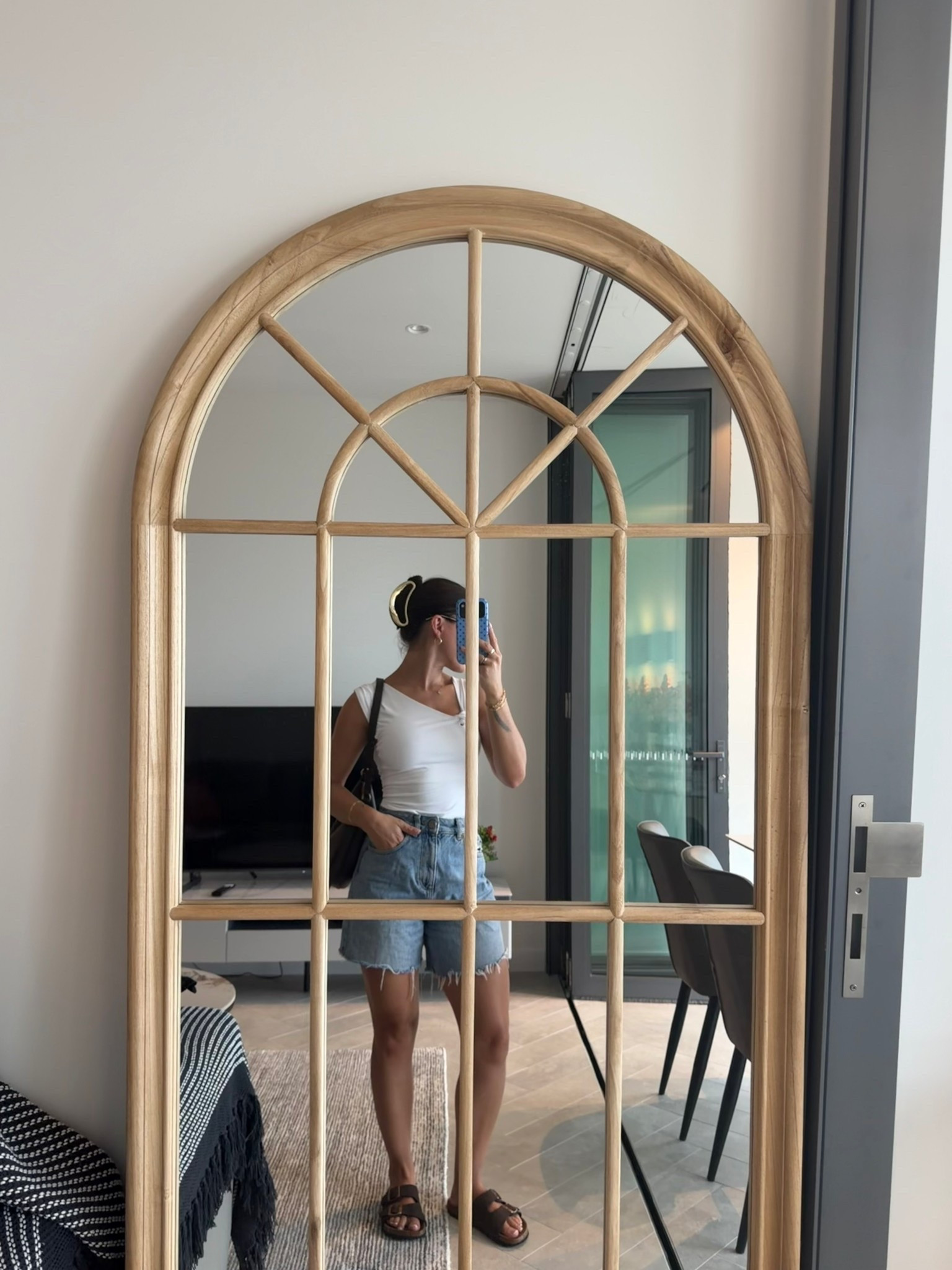 Simple outfit, denim shorts, blue denim, cross body bag, viral M&S bag, marks and Spencer fashion, cotton on, asos, supre, Australian brands, travelling, spring, summer, wardrobe, essentials, flats, sandals, buckle, washed denim, sleeveless

#LTKuk #LTKpetite #LTKspring