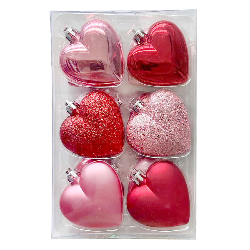 12-Count Valentine's Red Mix Heart Ornaments | At Home