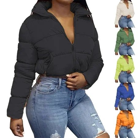 Women Crop Short Down Jacket Cropped Puffer Lightweight Coat | Walmart (US)