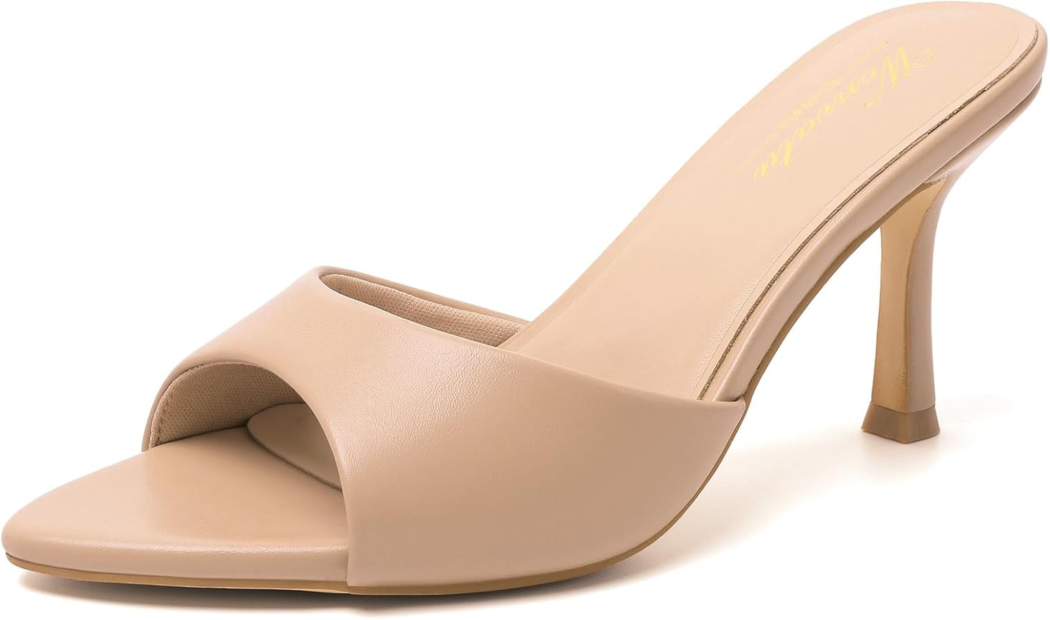 Mule Heels for Women Kitten Pointed Open Toe Heeled Sandals High Mules Heel Slip on Stiletto Back... | Amazon (US)
