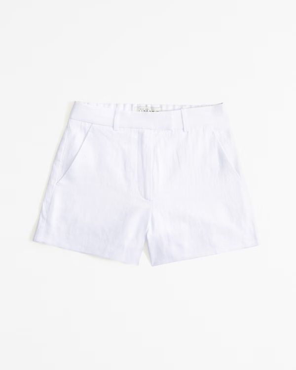 Women's Premium Linen Fixed Waist Short | Women's Bottoms | Abercrombie.com, Linen Shorts, CASUAL | Abercrombie & Fitch (US)