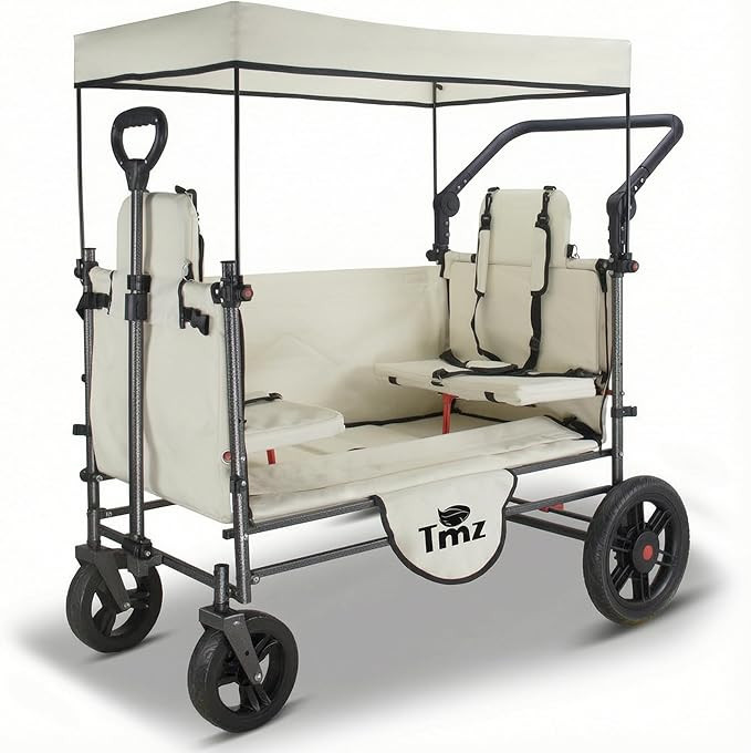 TMZ Collapsible Wagon Cart with Side-Opening Seat Conversion Design, Foldable Utility Wagon with ... | Amazon (US)