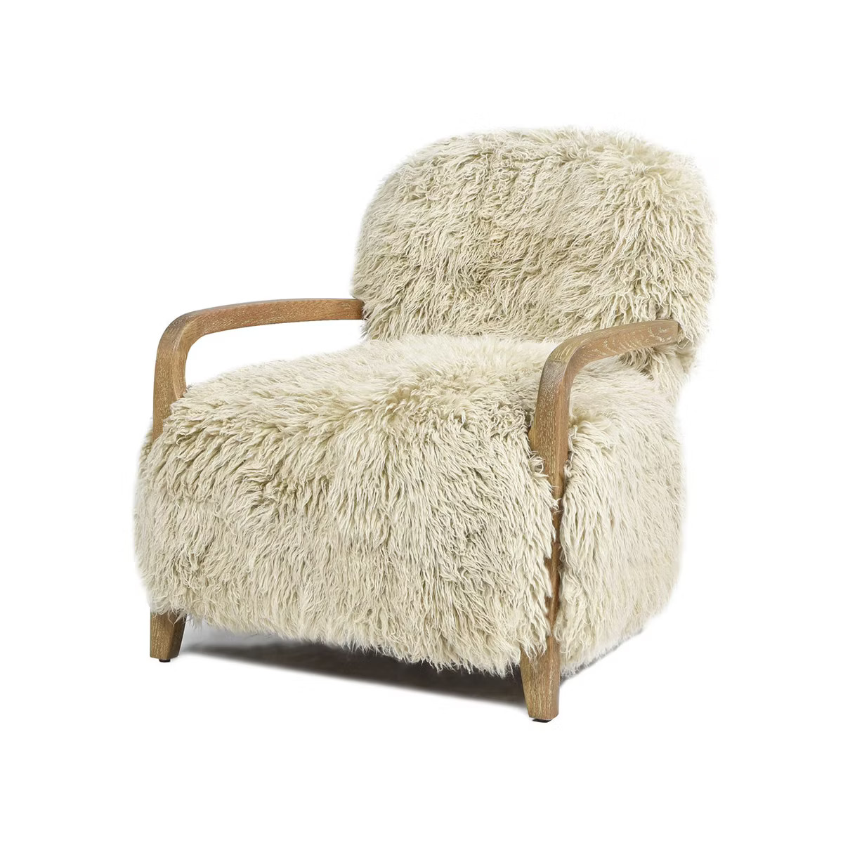 Enchante 28.5" Mongolian Sheepskin Accent Arm Chair, Taupe Beige Genuine Fur | Target