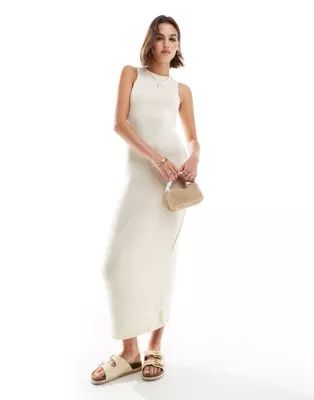 Mango sleeveless knitted midi dress in white | ASOS (Global)