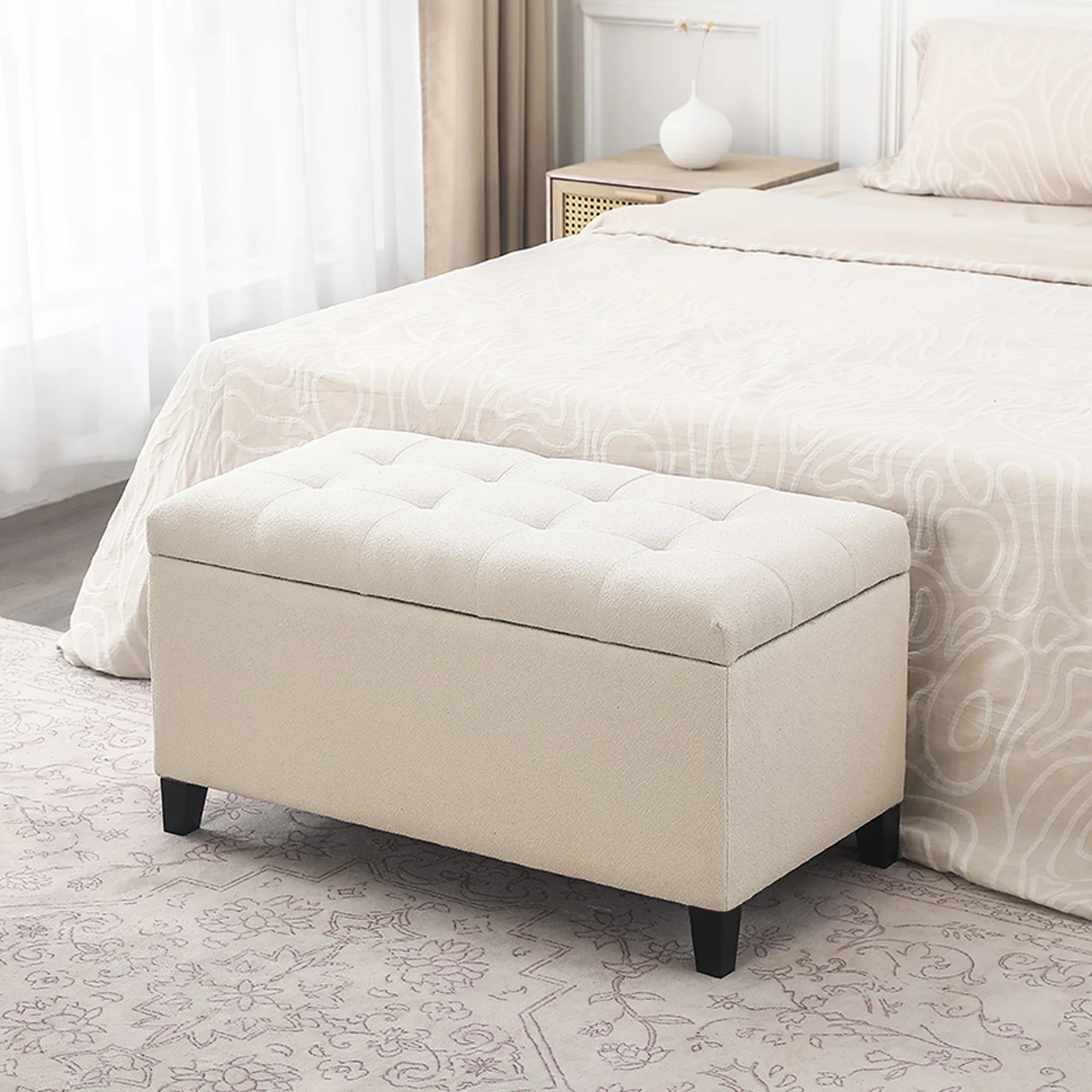 33 Inches Upholstered Storage Ottoman Bench | Wayfair North America