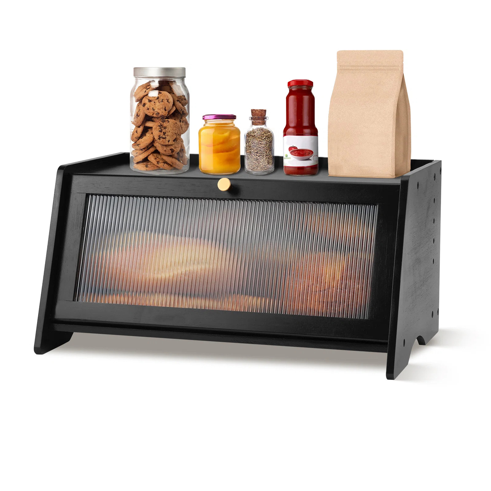 Black Bread Box For Kitchen Countertop, Bamboo Bread Box Bread Storage Container For Homemade Bre... | Wayfair North America