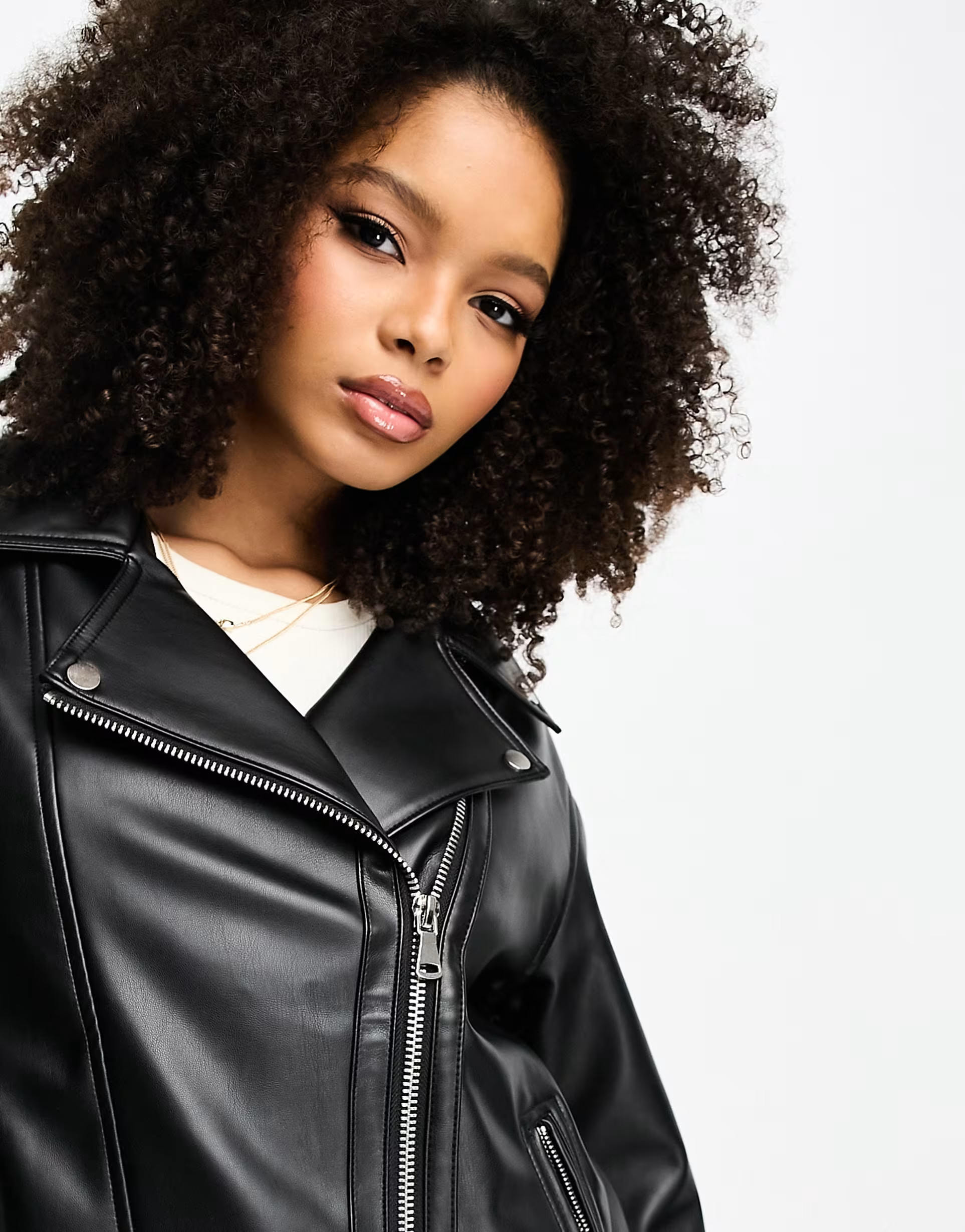 ASOS DESIGN longline oversized faux leather biker jacket in black | ASOS (Global)