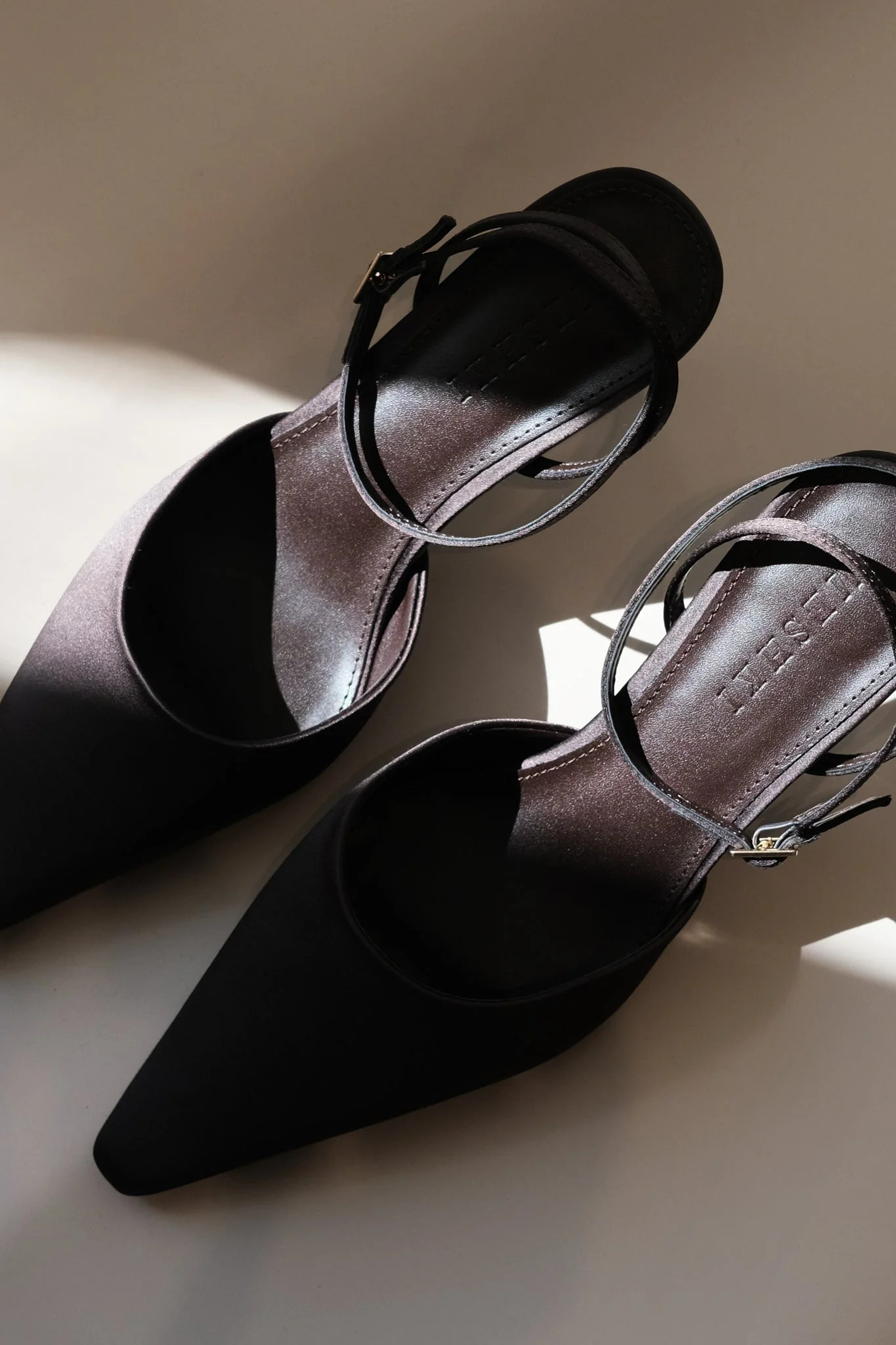 Marley Satin Pointed Heel - Chocolate | Meshki UK