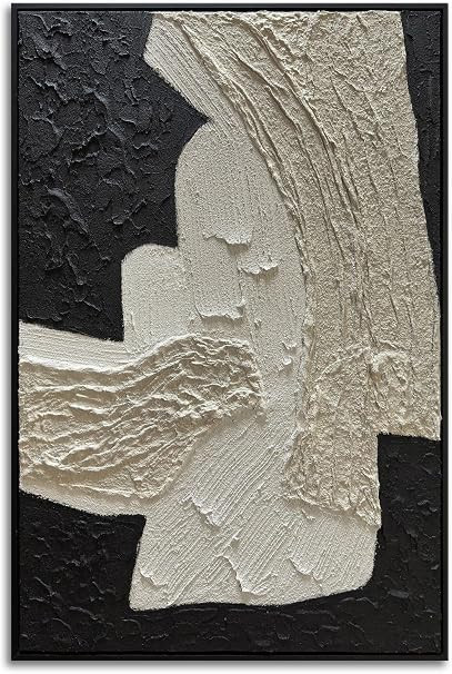 zoinart Black Framed Artwork Wall, Black and White Textured Wall Art, Modern Abstract Painting Co... | Amazon (US)