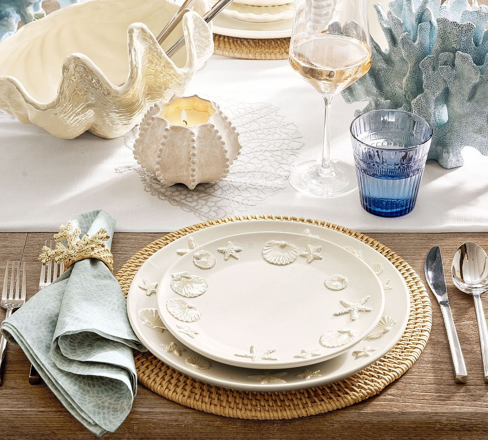 Coastal Embossed Stoneware Salad Plates - Set of 4 | Pottery Barn (US)