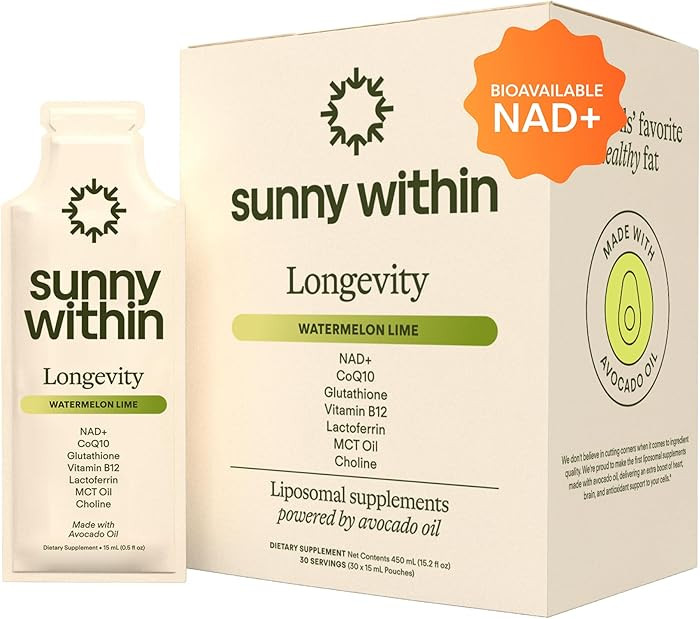 Longevity - Cellular Health Supplement w/Bioavailable Liquid NAD+, Glutathione, CoQ10, B12, MCT, ... | Amazon (US)