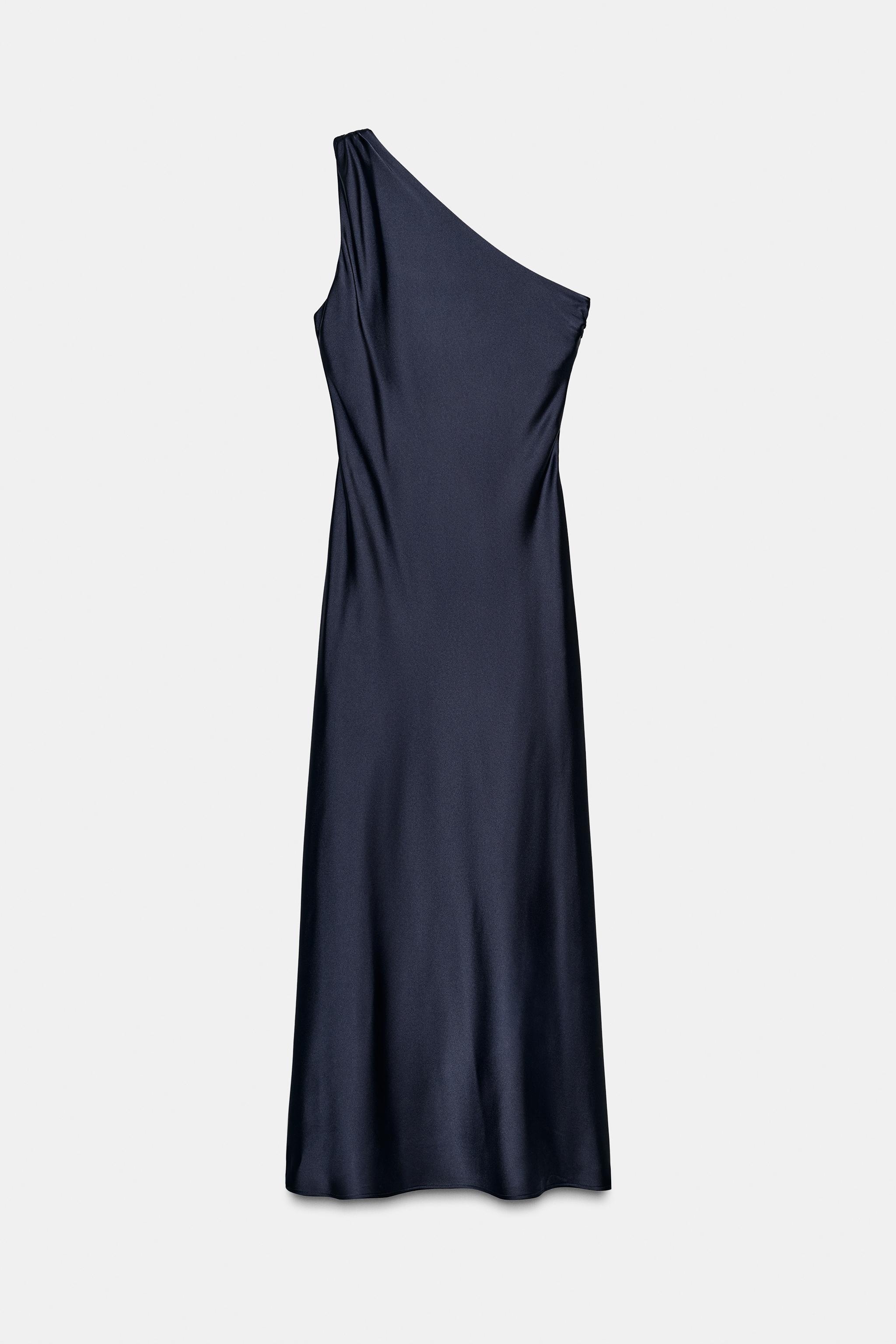 ASYMMETRIC SATIN MIDI DRESS | Zara UK