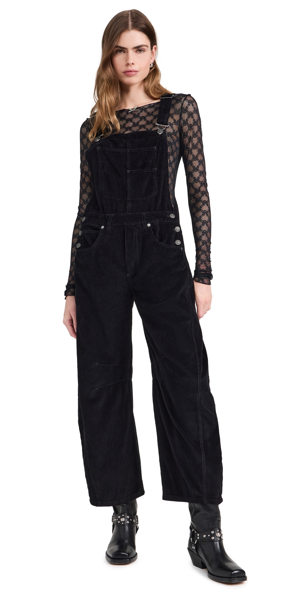 Free People Good Luck Corduroy Overalls Black XS | Shopbop