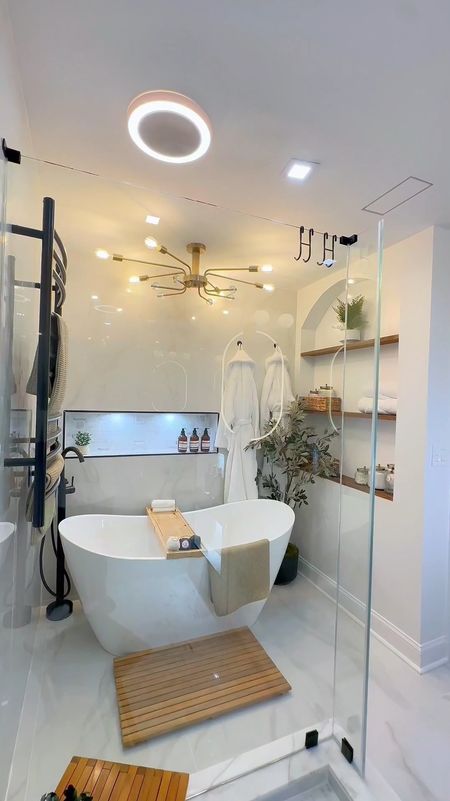 Primary bathroom makeover! Create an at home spa oasis 🛁  #beforeandafter #bathroommakeover 

#LTKHome #LTKSaleAlert