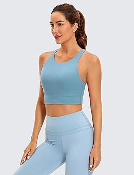 CRZ YOGA Womens Butterluxe Strappy High Neck Longline Sports Bra - Padded Criss Cross Back Workou... | Amazon (US)