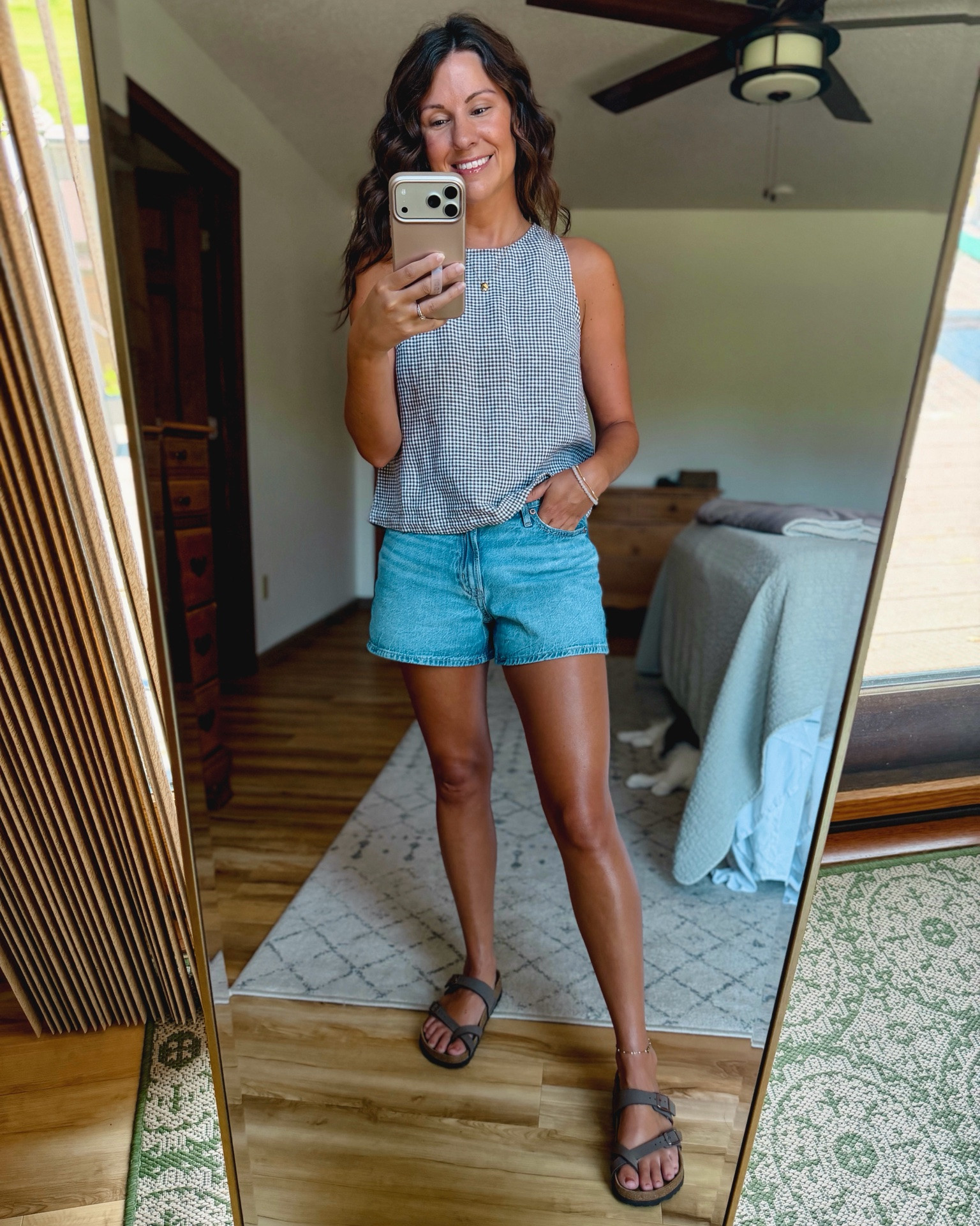 xs in my gingham linen tank and 00 in my denim shorts (dream blue). My Birkenstock sandals are size 36.

#LTKSeasonal #LTKPetite #LTKootd
