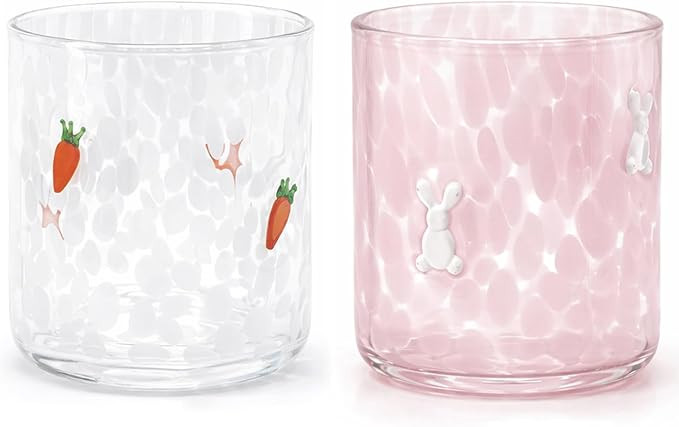 2Pcs Icon Juice Glasses, 18oz Stemless Drinking Glass with Carrot & Bunny Easter Design, Decorati... | Amazon (US)