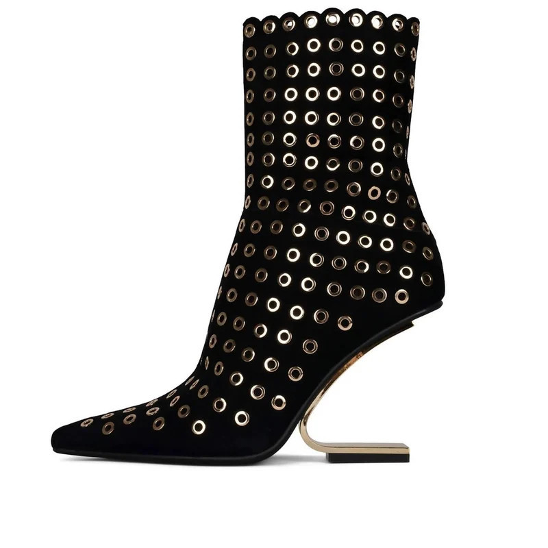 Jeffrey Campbell Compass-E Pointed Toe Boot In Black Suede Gold - Black | Verishop