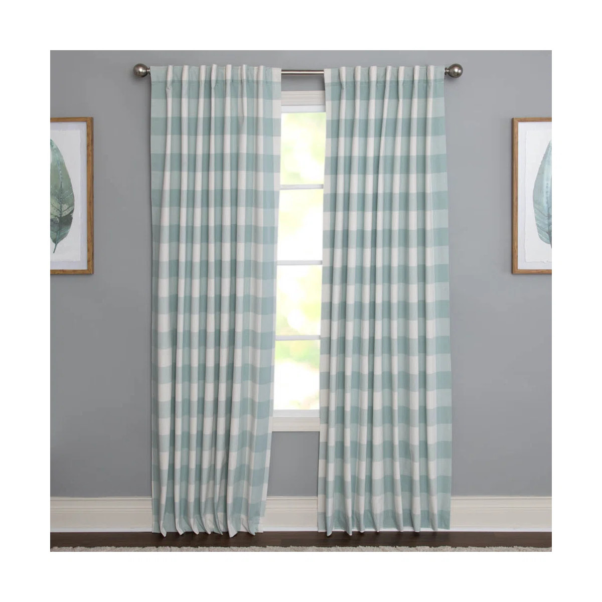 Treve 100% Cotton Room Darkening Buffalo Checkered Curtain Panel with Rod Pocket Top and included... | Wayfair North America