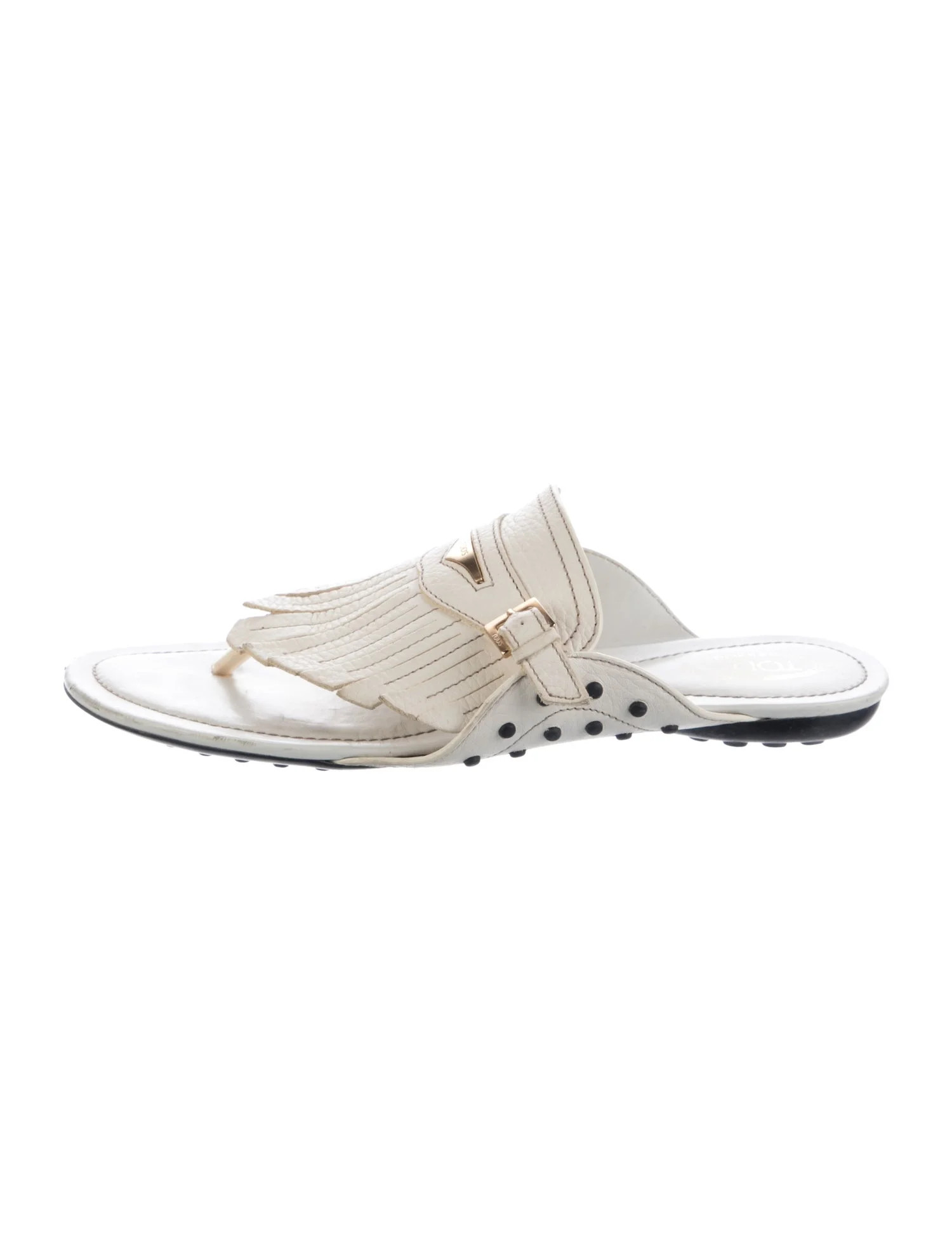 Tod's Leather Fringe Trim Accent Sandals | The RealReal