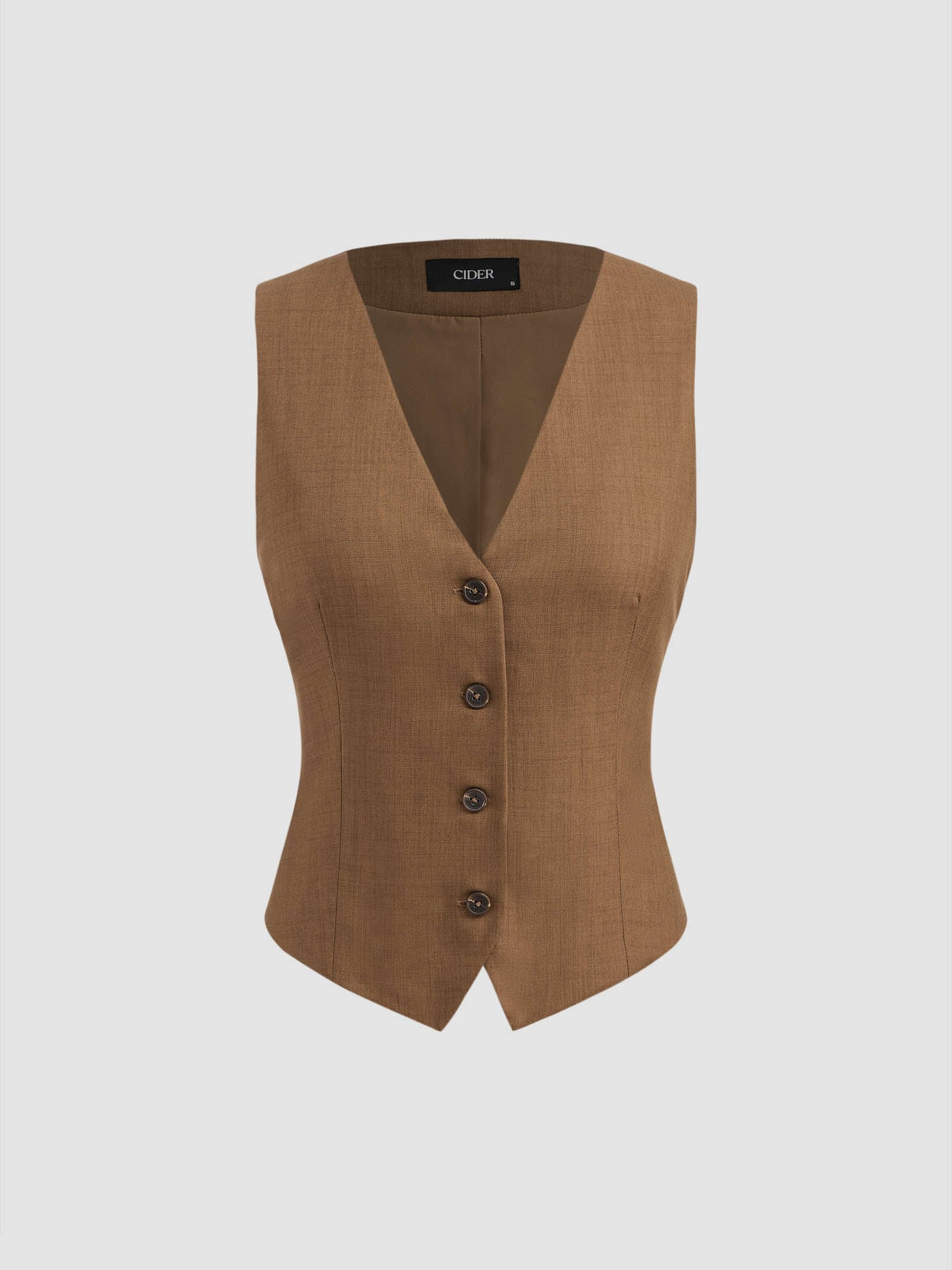 V-neck Solid Button Vest | Cider