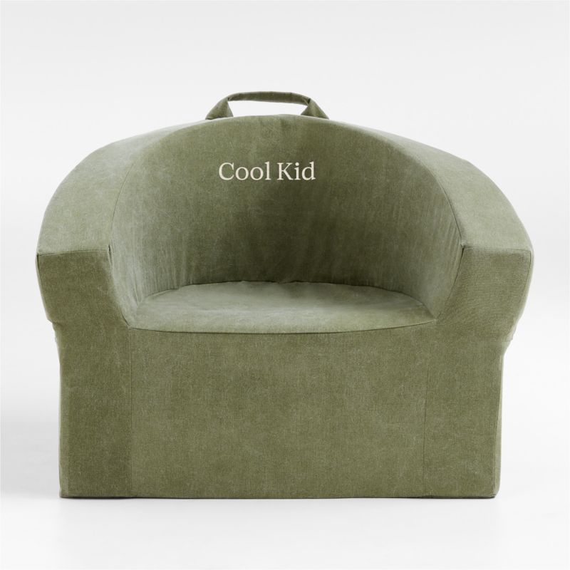 Large Cyprus Green Kids Lounge Barrel Chair + Reviews | Crate & Kids | Crate & Barrel