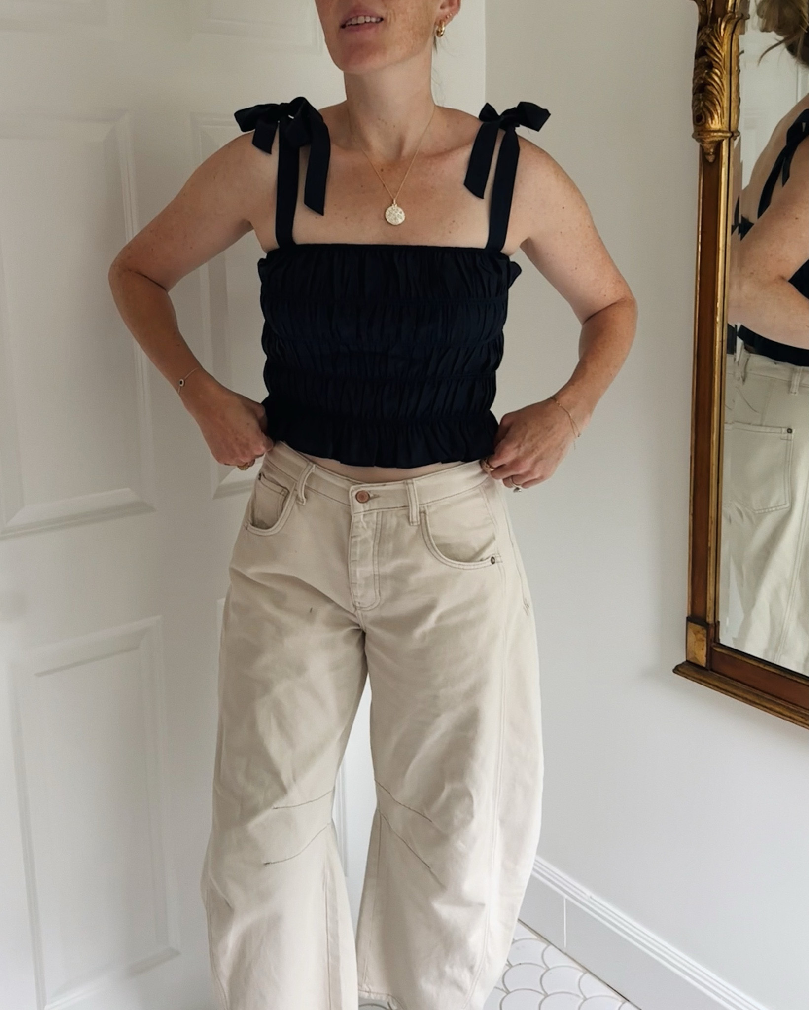 a moment for these bow straps, plz 🎀 plus the barrel pants i wear on the weekly 

#LTKSeasonal #LTKStyleTip #LTKFindsUnder100