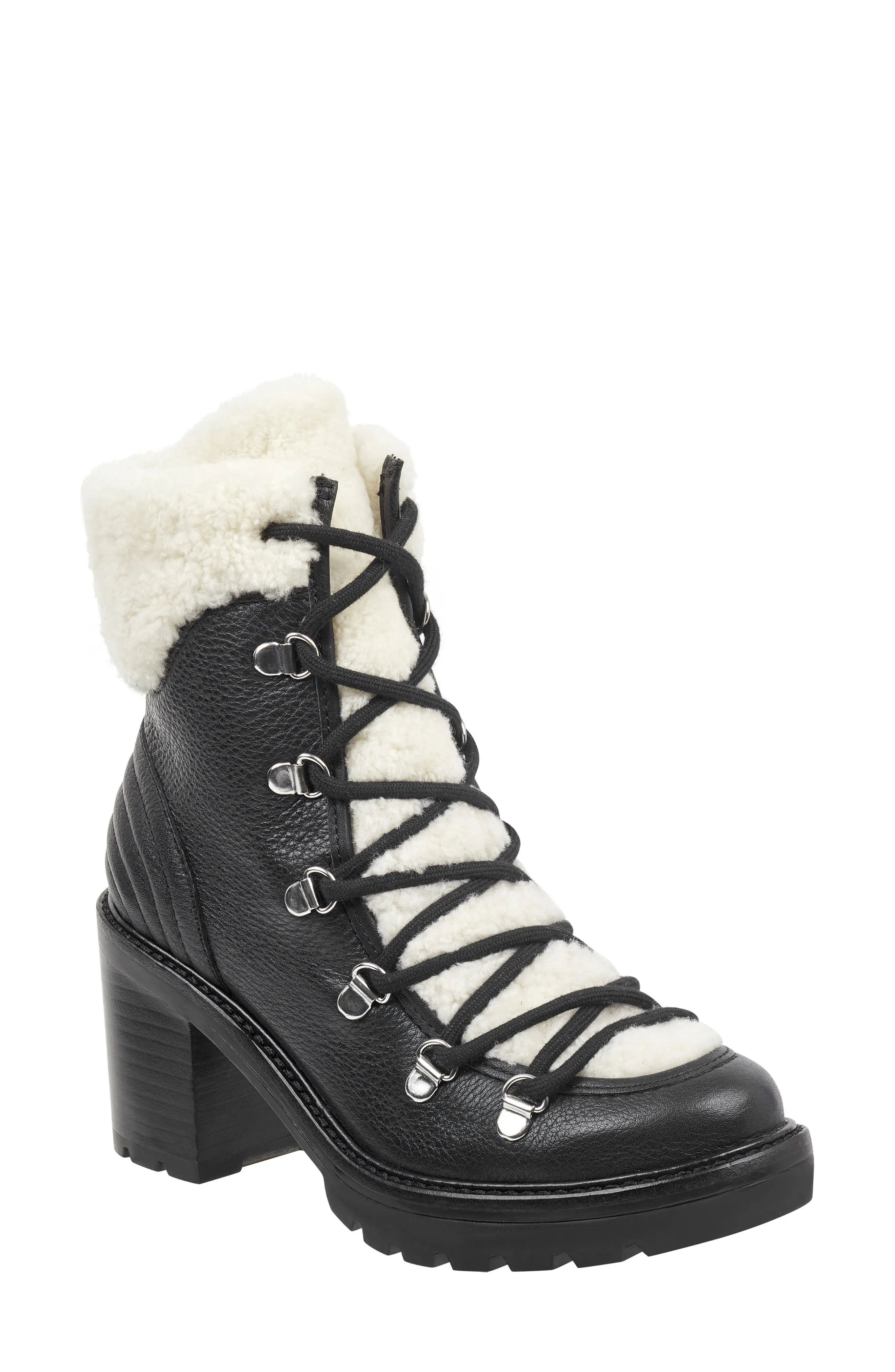 Marc Fisher LTD Daven Genuine Shearling Lace Up Boot (Women) | Nordstrom